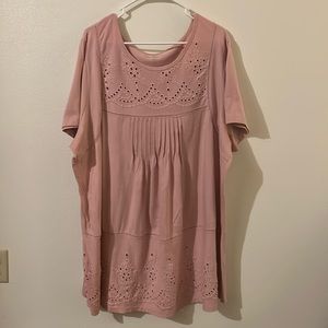 Women Within Mauve 100% Cotton Short Sleeve Dress/ Top ...Scoop Neck.. Size: 2X